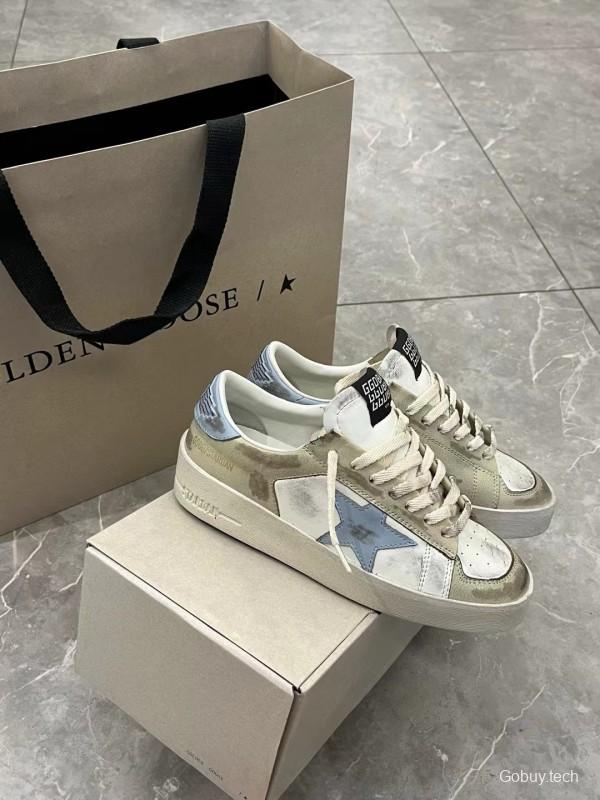 2024 Unisex GGDB White Beige Light Blue Leather Suede Sneakers MJ00260