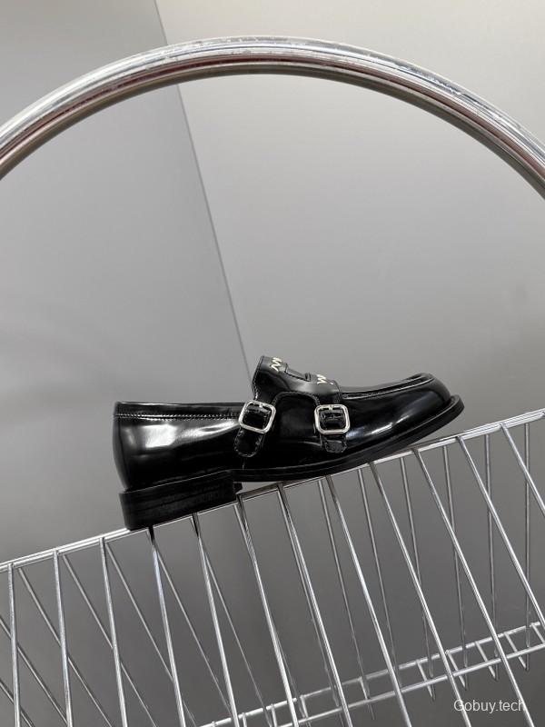 2025 Women Marni Black Leather Loafers KFY00320