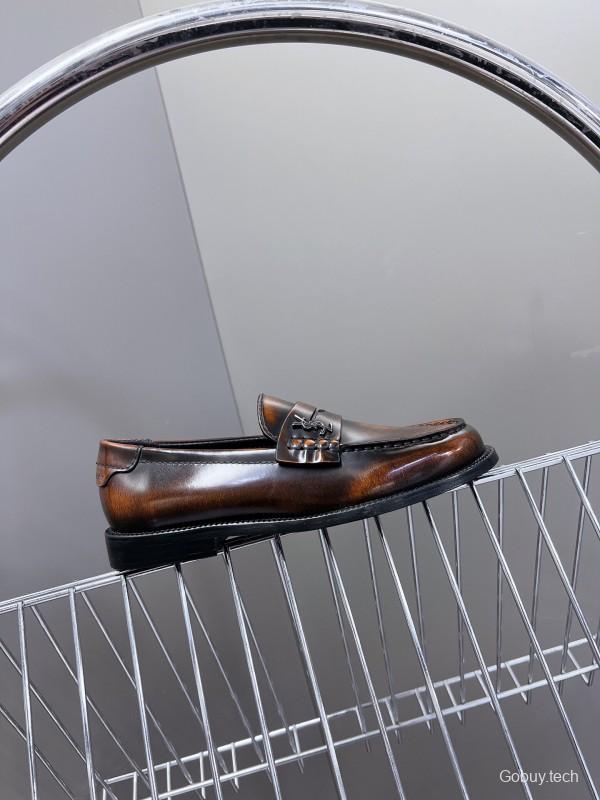 2025 Women Yves Saint Laurent Brown Leather Loafers KFY00350