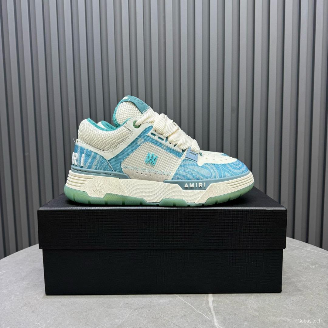 2024 Unisex Amiri Blue White Mesh Leather Sneakers MJ00360