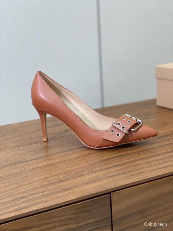 2025 Women Gianvito Rossi Brown Leather Heels KFY00300