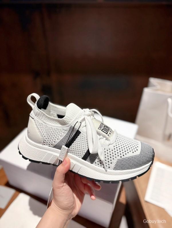 2025 Unisex Dior White Black Flyknit Sneakers LY00260