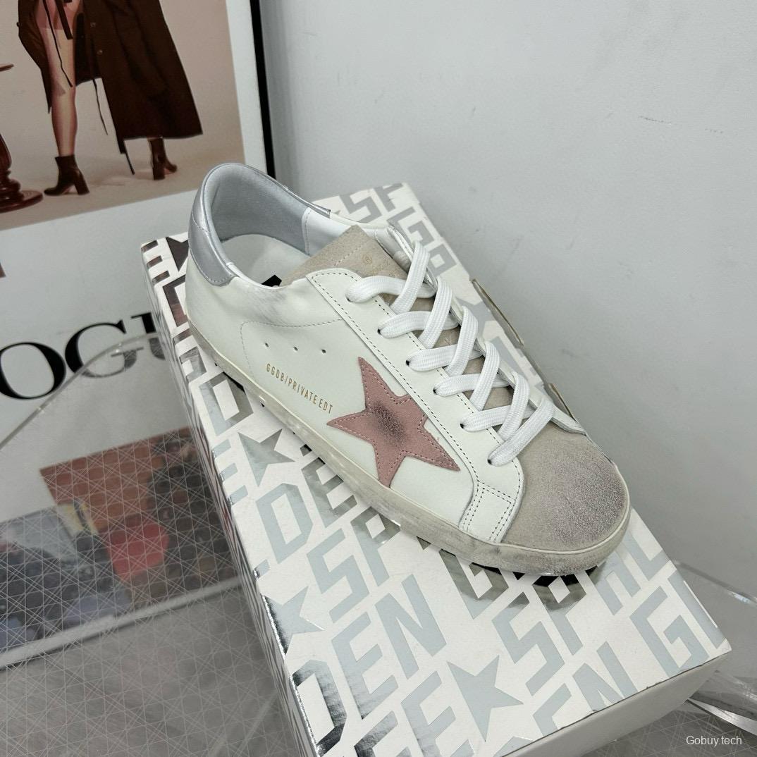 2025 Women GGDB White Pink Leather Sneakers