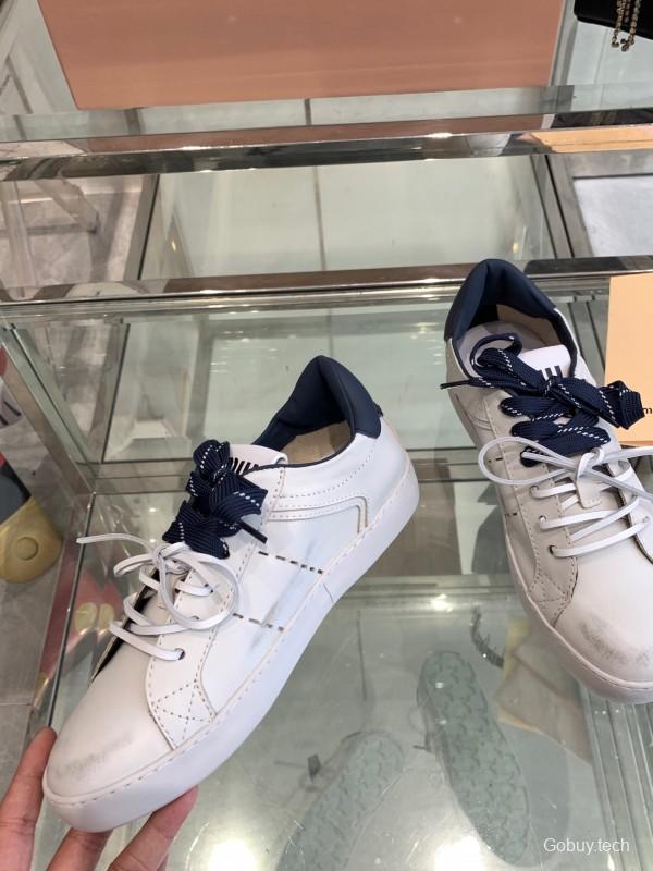 2025 Women Miu Miu White Leather Sneakers LY00290