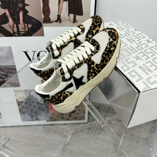 2024 Unisex GGDB White Black Leopard Mesh Leather Sneakers