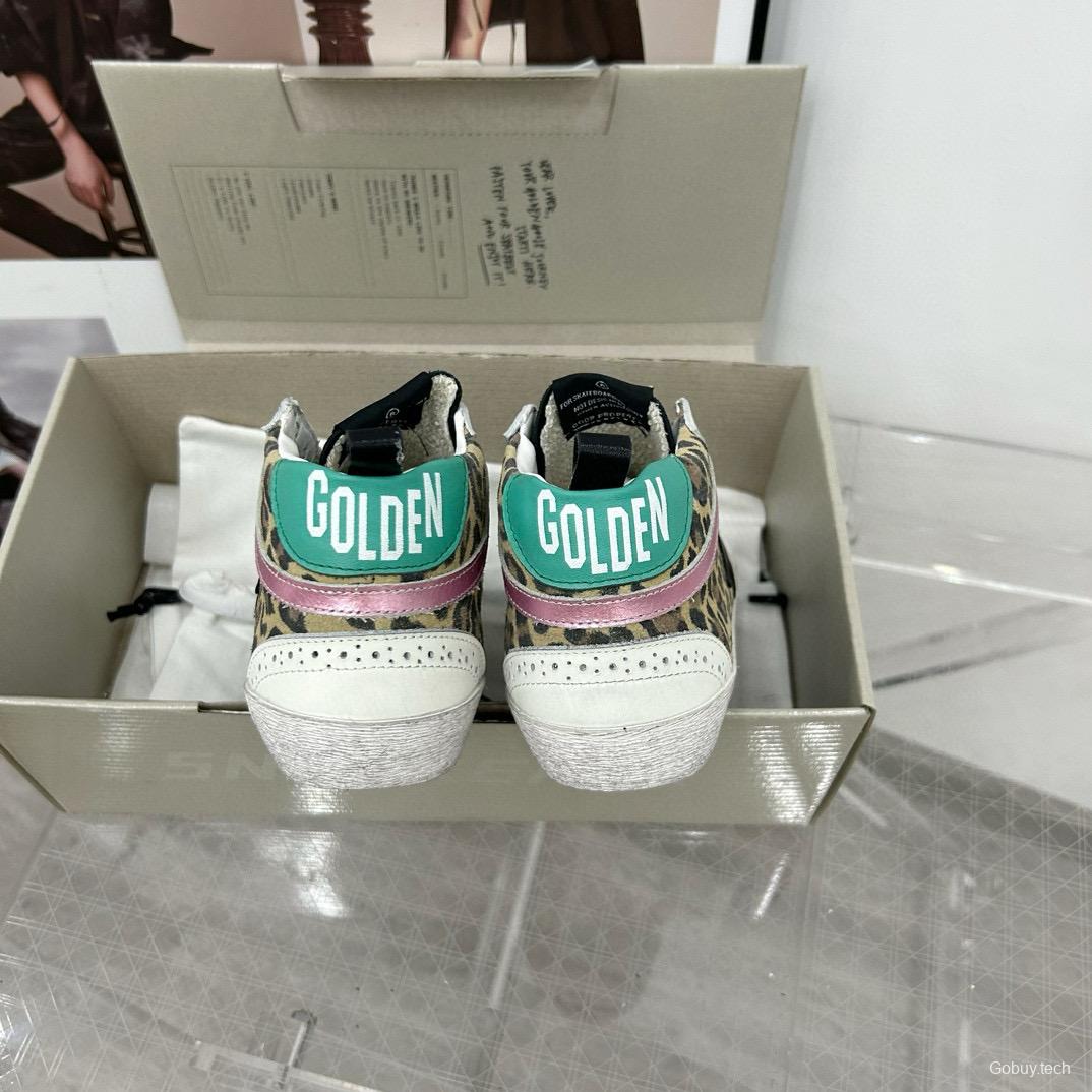 2024 Unisex GGDB Leopard Pink Green Leather Suede High Top Sneakers MJ00300