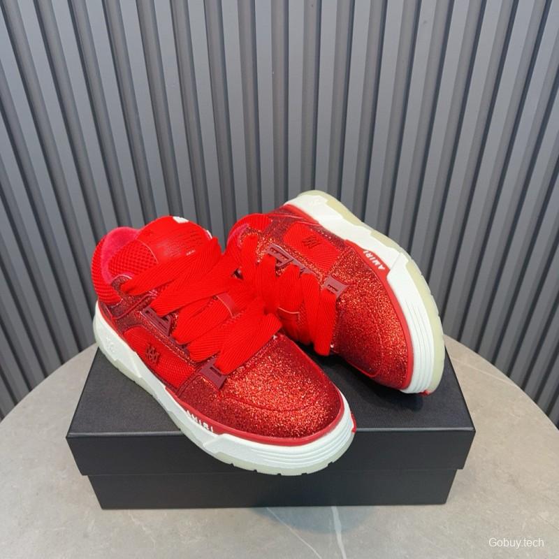 2024 Unisex Amiri Red Mesh Suede Sneakers MJ00360