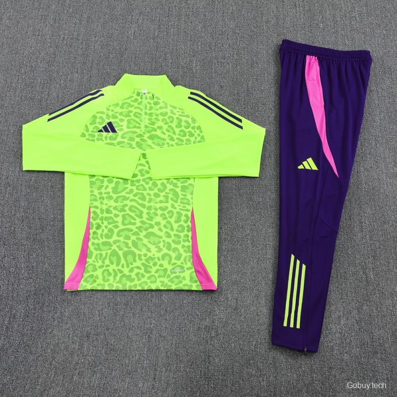 2025 Adidas Purple/Neon Green Half Zipper Jacket +Long Pants