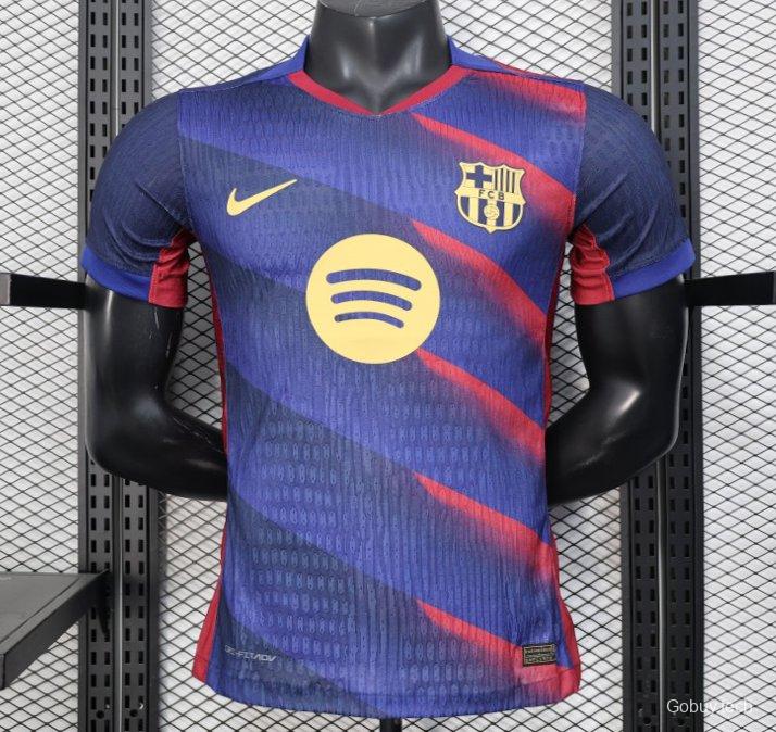 Player Version 25/26 FC Barcelona Blue with Red Diagonal Stripes Jersey