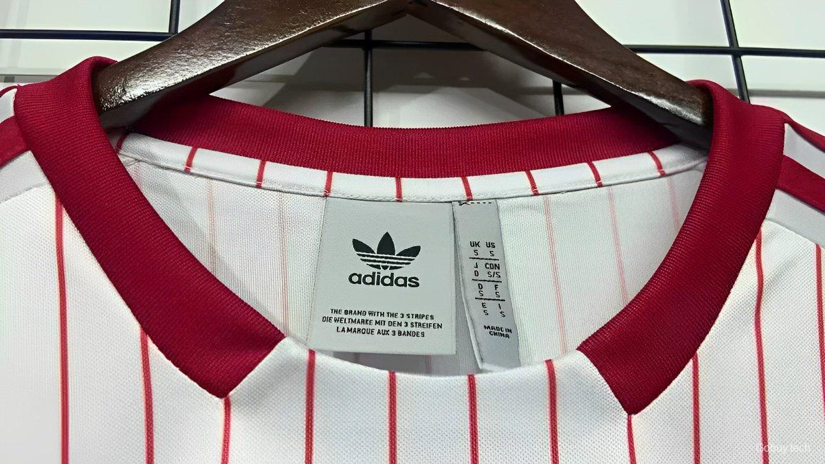 25/26 Benfica Adidas Original White with Red Pinstripes Jersey