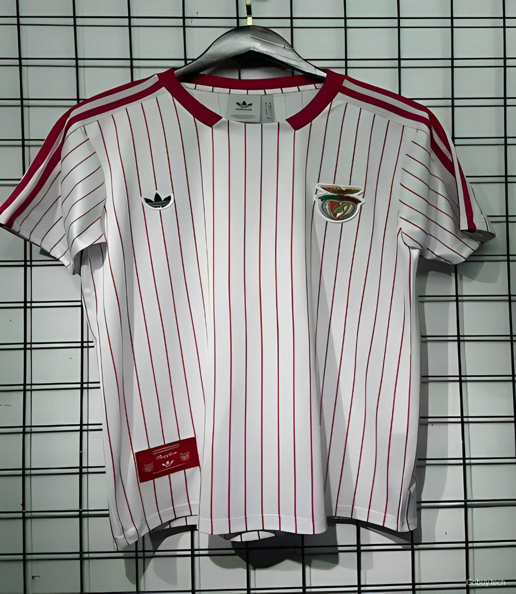 25/26 Benfica Adidas Original White with Red Pinstripes Jersey